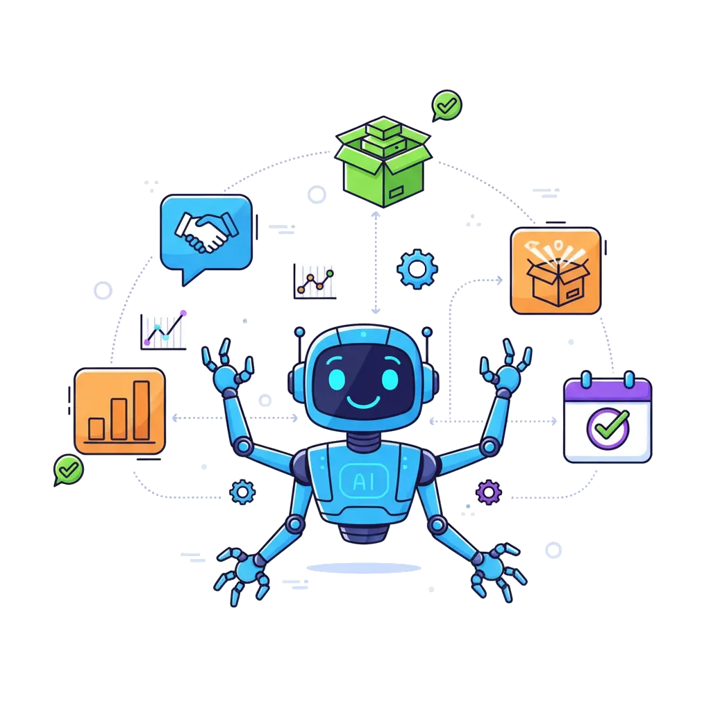 An AI agent orchestrating various business tools and systems