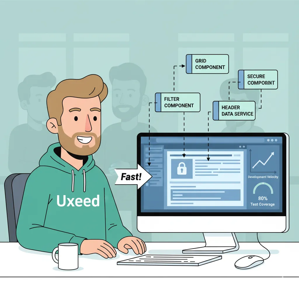 A happy developer working faster with Uxeed's framework