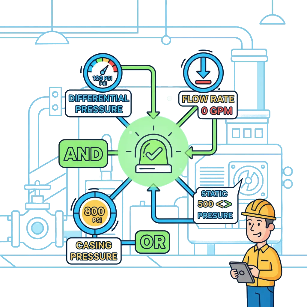 A drawing of plunger wells connected to a AI controller